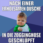 nach einer erholsamen dusche in die zogginghose ge