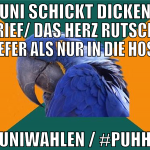 uni schickt dicken brief/ das herz rutscht tiefer 