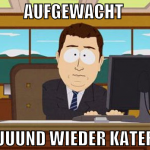 aufgewacht  uuund wieder kater