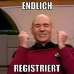 endlich registriert