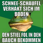 schnee-schaufel verhakt sich im boden den stiel fo