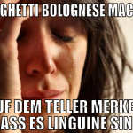 Spaghetti Bolognese machen auf dem Teller merken, 