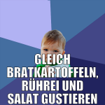 gleich bratkartoffeln, rührei und salat gustieren