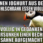 einen joghurt aus dem kühlschrank essen wollen völ