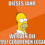 Dieses Jahr  werden die 1997 Geborenen legal.