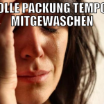 Volle Packung Tempos mitgewaschen