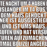 letzte nacht um 4 haben hier 5 ausländer im t4 bus