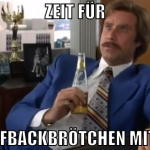 zeit für ein aufbackbrötchen mit käse