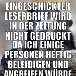 eingeschickter leserbrief wird in der zeitung nich