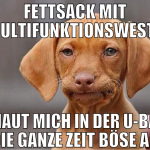 fettsack mit multifunktionsweste schaut mich in de