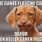 eine ganze flasche cola  dafür in den keller gehen