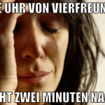 die uhr von vierfreunde geht zwei minuten nach