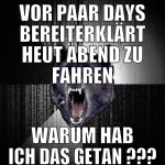 vor paar days bereiterklärt heut abend zu fahren w