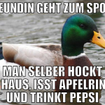 freundin geht zum sport man selber hockt zu haus, 