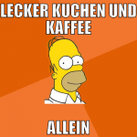 lecker kuchen und kaffee allein