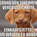 Aufgrund von zunehmender Vergesslichkeit Einkaufsz