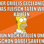 der grill is gecleaned, das fleisch taten wir kauf