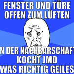 fenster und türe offen zum lüften in der nachbarsc