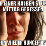 vor einer halben stunde mittag gegessen schon wied