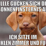 allle gucken sich die sonnenfinsternis an ICH SITZ